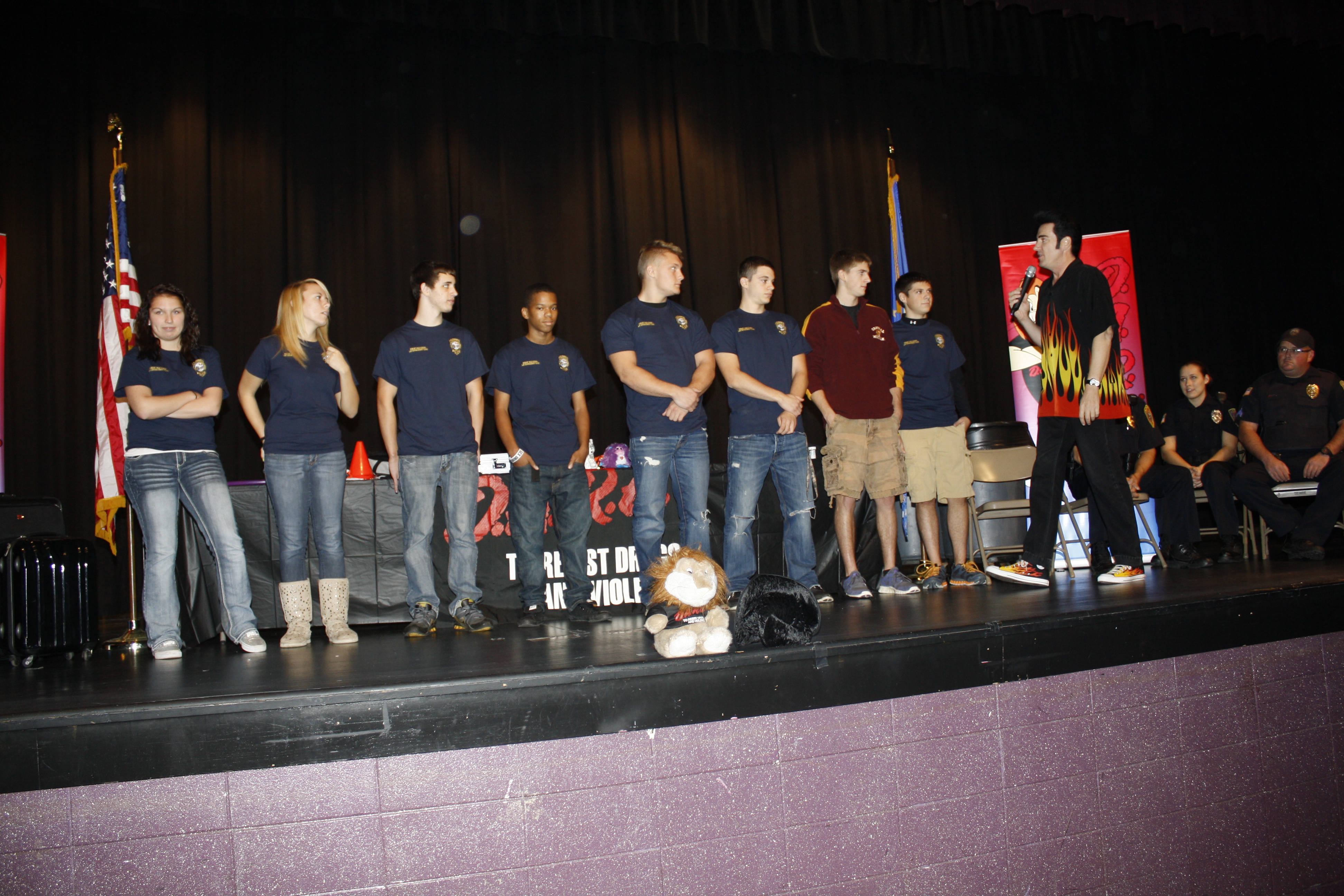 High School Students on Stage with Retro Bill